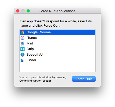 command on mac for force shutdown of a program